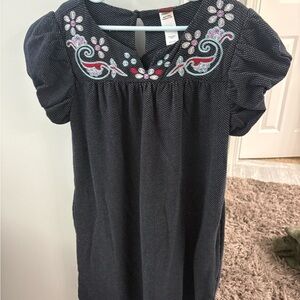 Tea Collective Embroidered Blue Dress with Floral Design